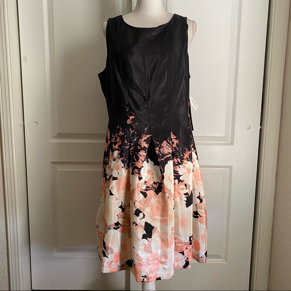 CHETTA B. WOMANS BLACK FLORAL PINK DRESS 16